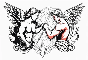 Angel and  Devil fighting back tattoo design tattoo idea