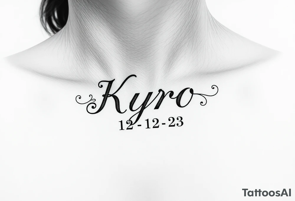 the name Kyro with birthday 12-12-23 tattoo idea