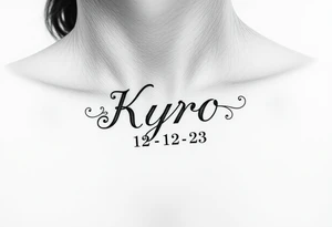 the name Kyro with birthday 12-12-23 tattoo idea
