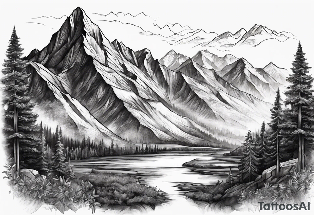Mountains, concept tattoo idea