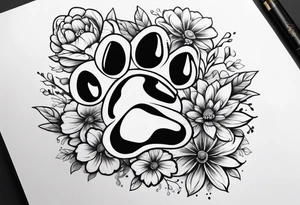 Paw print made with flowers tattoo idea