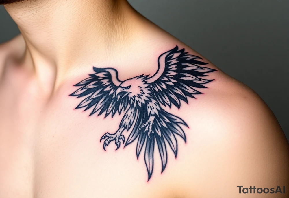 majestic eagle with paper in ita claws tattoo idea