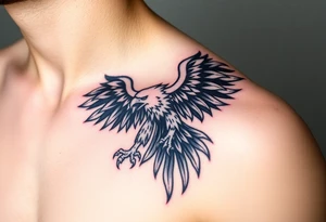 majestic eagle with paper in ita claws tattoo idea