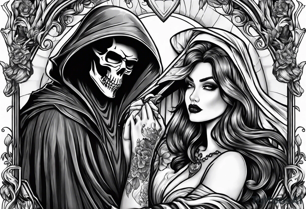 Grim reaper falls in love with human girl tattoo idea