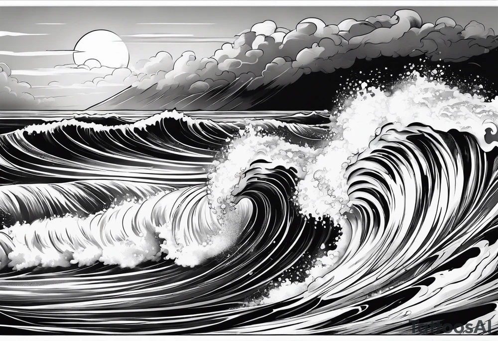 stormy sea waves tattoo idea