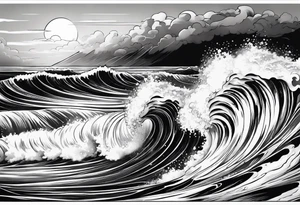 stormy sea waves tattoo idea