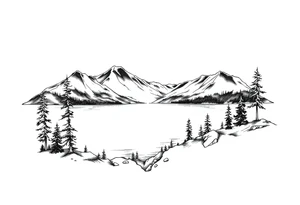 Outline of Lake Tahoe with a lake scene inside tattoo idea