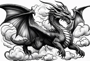 Dragon flying vertical through clouds tattoo idea