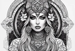 kali, alien goddess, valkrye, pirate, divine feminine, zenza resonance, pachamama, lotus azul, blank panther, eagle, skull, 5D, nueva gaya, dna 12 tattoo idea
