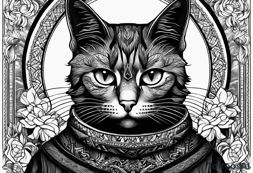 black cat in a sweater tattoo idea