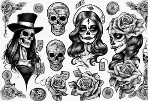 santa la muerta with money tattoo idea