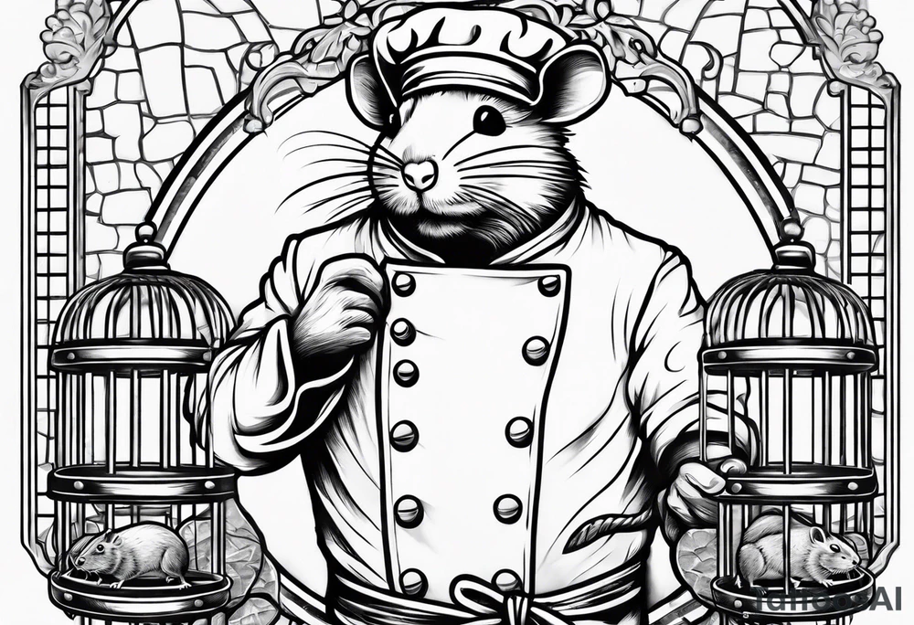 Rat chef behind bars tattoo idea