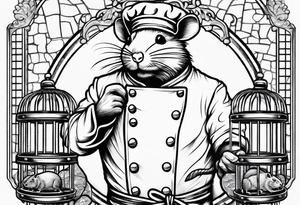 Rat chef behind bars tattoo idea