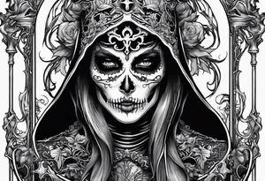 lady skeleton grim reaper devil tattoo idea
