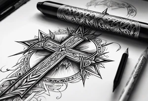Cross tattoo with lightning tattoo idea