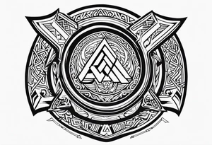 Valhalla sword shield axe Valknut victory tattoo idea