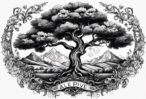 arbre de vie avec les  prénoms Charly et Gaby tattoo idea