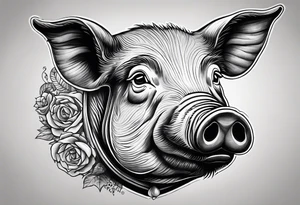 Butchers portrait of pig tattoo idea