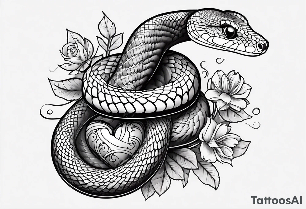 A cute snake with hearts. tattoo idea