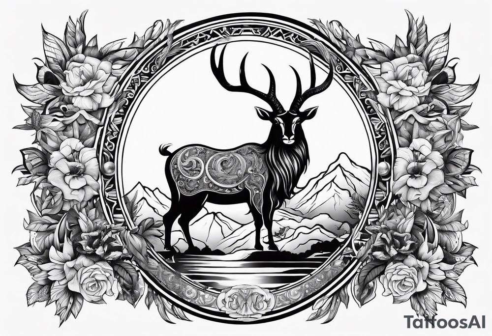 stoic philosophy tattoo with elements of a capricorn tattoo idea