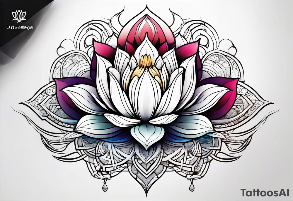 lotus flower  masculine design tattoo idea
