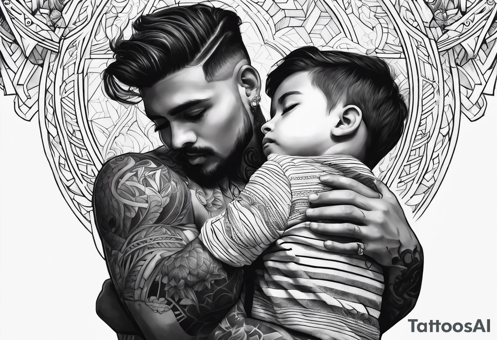 A boy hugging god tattoo idea