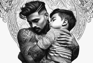 A boy hugging god tattoo idea