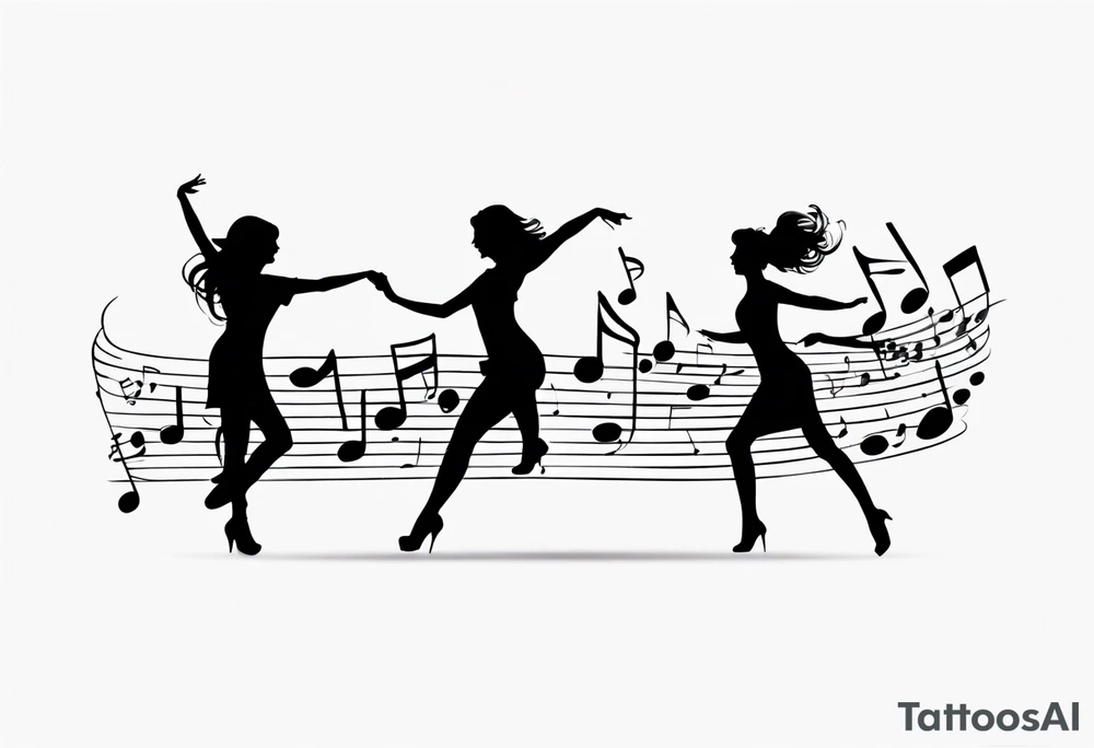 Music notes connecting daughters dancing tattoo idea