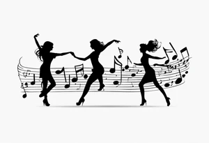 Music notes connecting daughters dancing tattoo idea