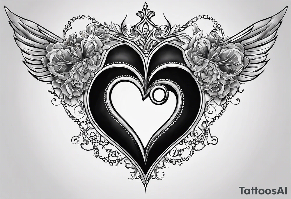 a heart split in half with Matilda whiten in one have an Weston Whiten in the other tattoo idea