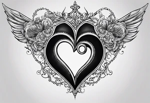 a heart split in half with Matilda whiten in one have an Weston Whiten in the other tattoo idea