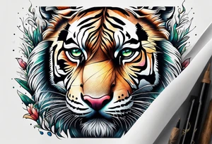 tiger in the grass staring ahead tattoo idea