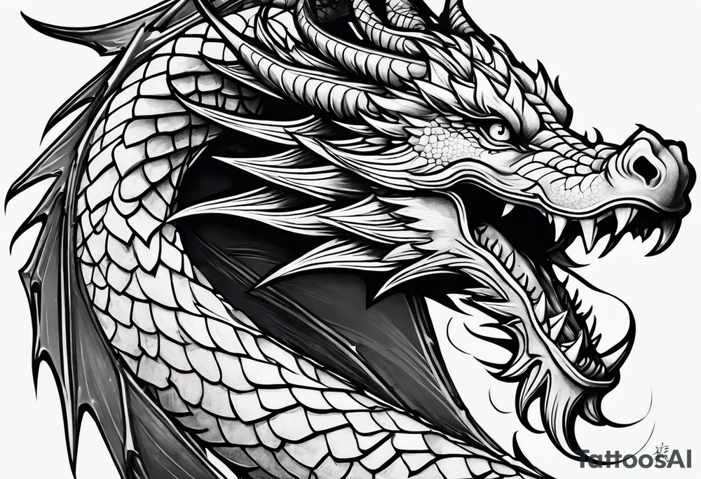 whole dragon minimalism tattoo idea