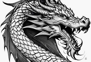 whole dragon minimalism tattoo idea