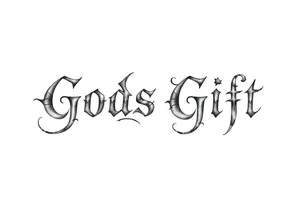 words Gods Gift in a religious style tattoo idea