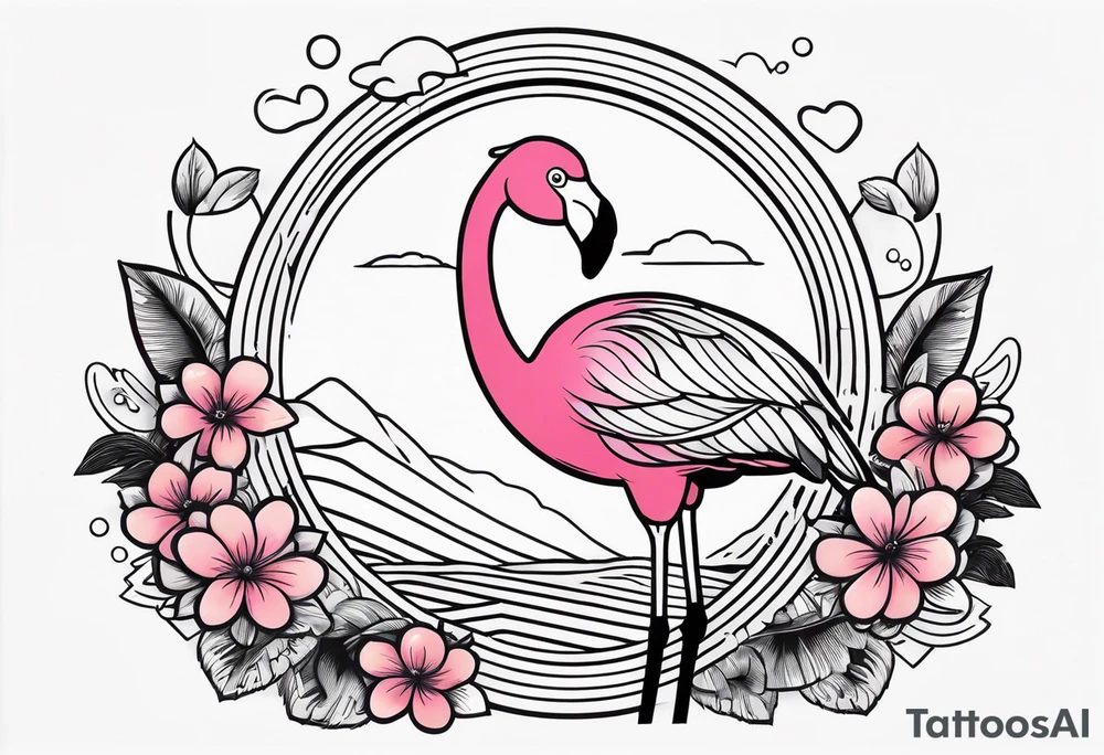 cute flamingo tattoo idea