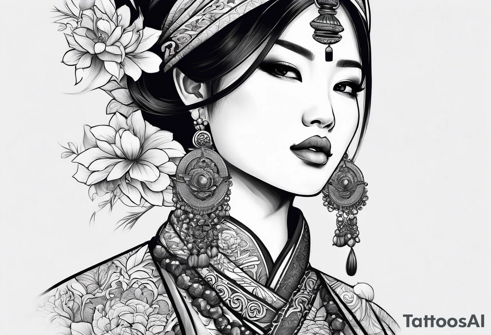 Asian woman tattoo idea