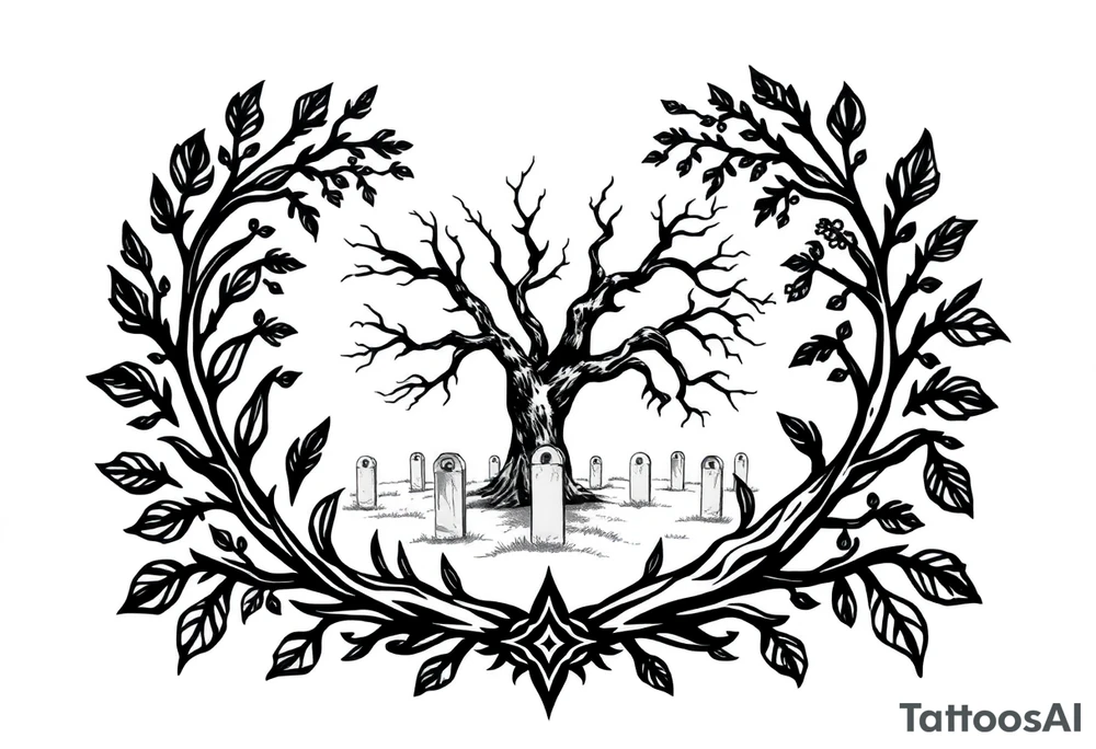 Laurel oak with Spanish moss in a cemetery tattoo idea