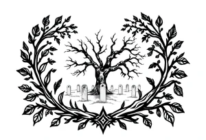 Laurel oak with Spanish moss in a cemetery tattoo idea
