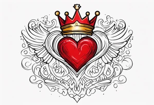 Red heart with a golden crown above it tattoo idea