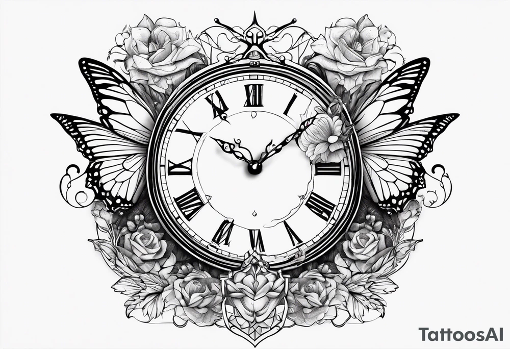 Half butterfly, half clock, with a cardinal tattoo idea