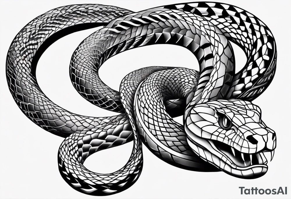 Snake 3d down the shoulder tattoo idea