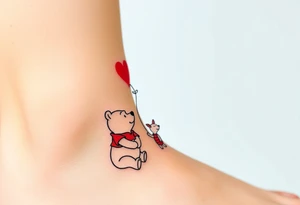 Winnie the Pooh and piglet with a flying heart 
balloon tattoo idea