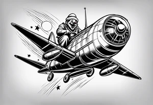 Draw a clown riding a rocket tattoo idea