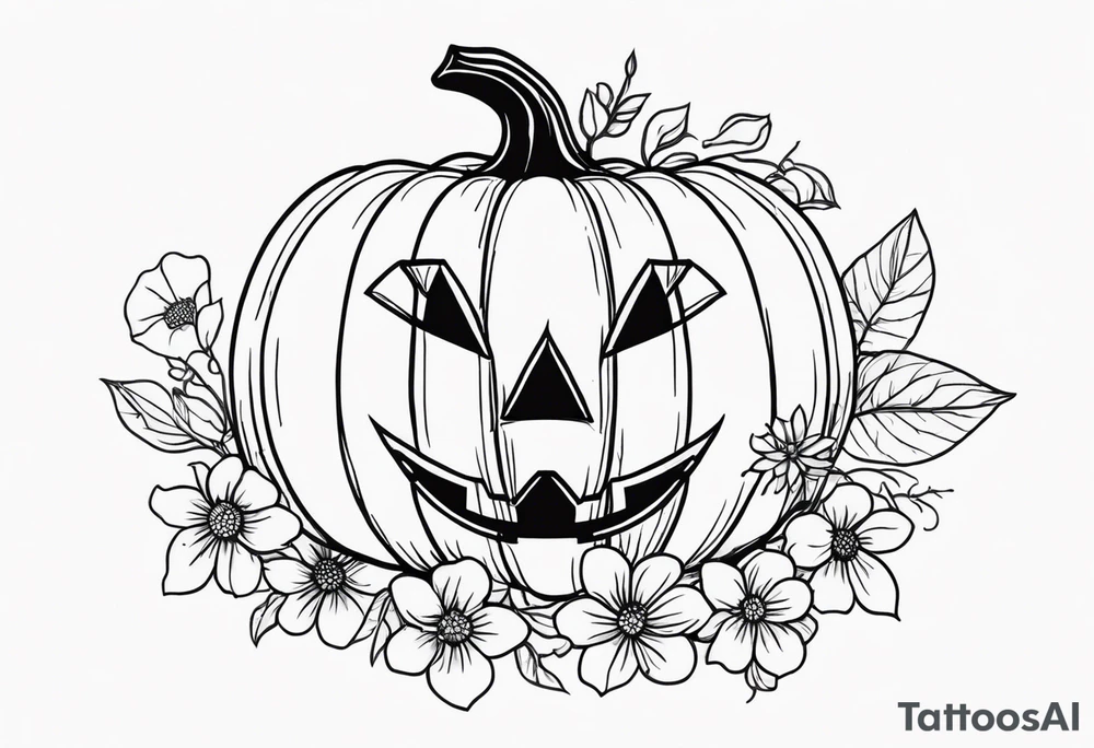 pumpkin with flowers tattoo idea