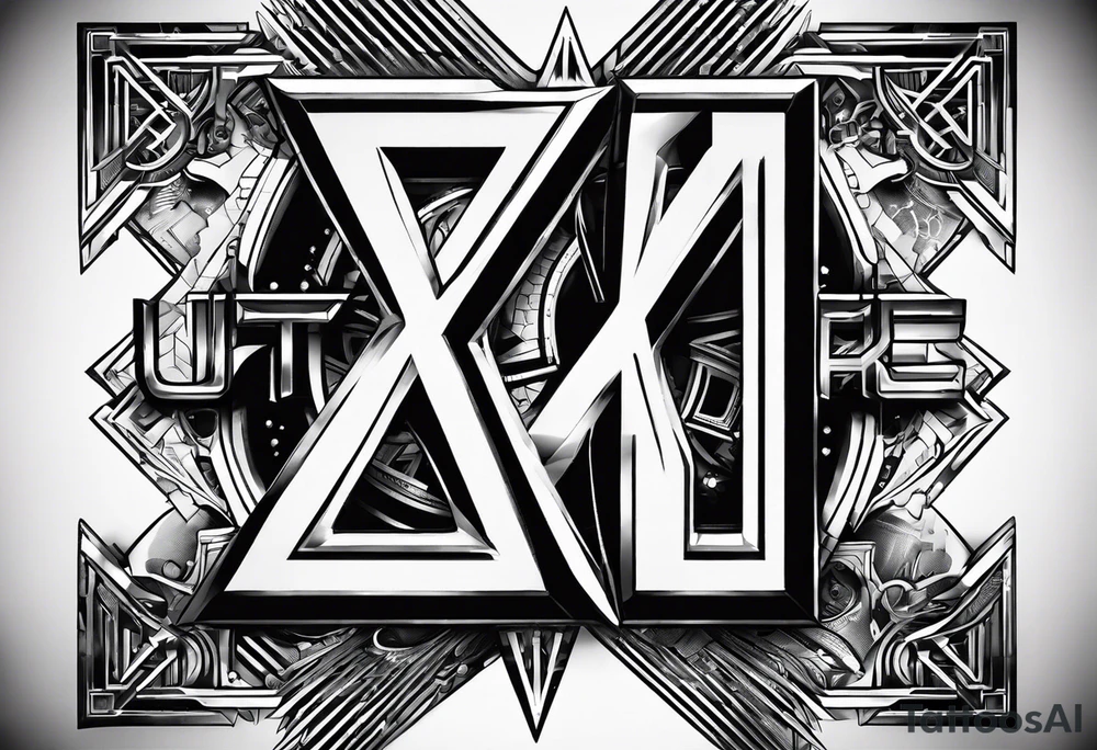 2 letters, X & I.
Cyberpunk Style.
Something like the tatoo in Triple X film. tattoo idea