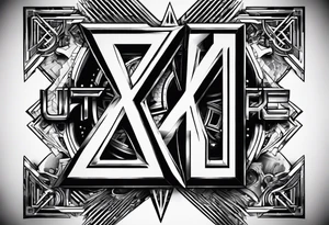 2 letters, X & I.
Cyberpunk Style.
Something like the tatoo in Triple X film. tattoo idea