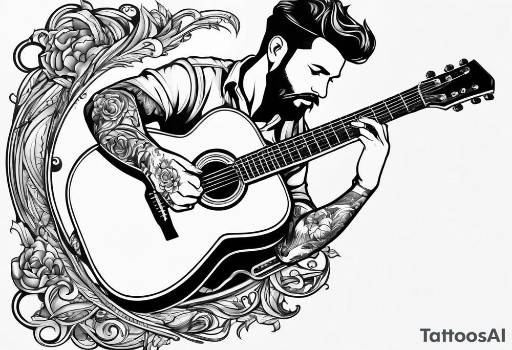 Father and child guitar tattoo idea