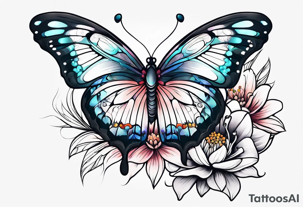 Butterfly on a flower tattoo idea