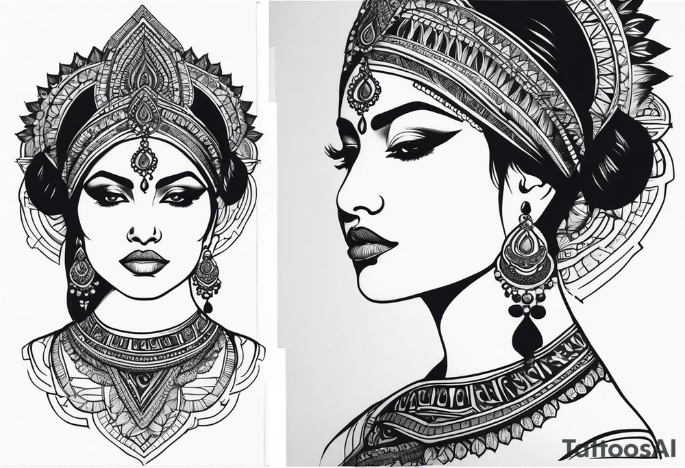 indian woman tattoo idea